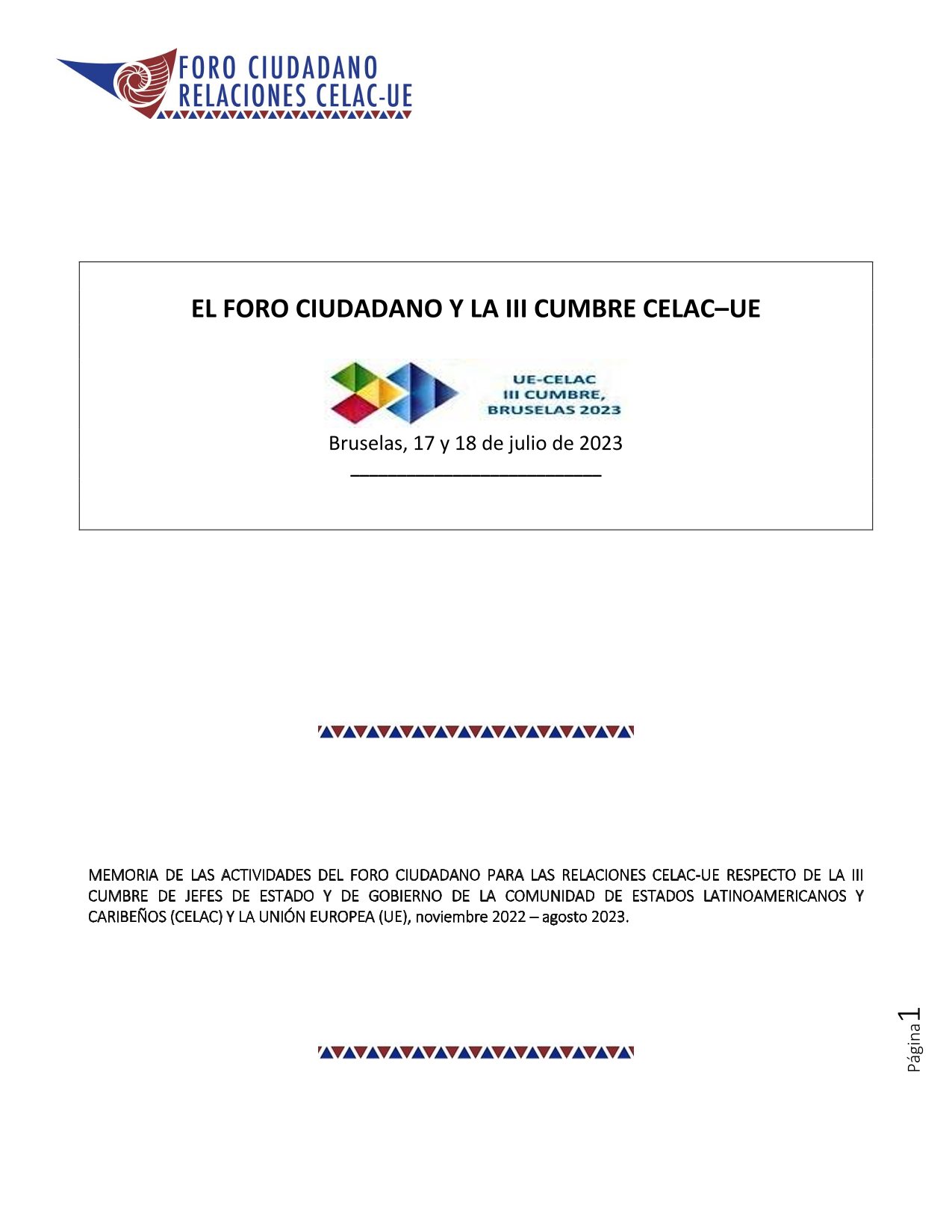 El Foro Ciudadano y la III Cumbre CELAC-UE, Bruselas, 17 y 18 de julio de 2023
