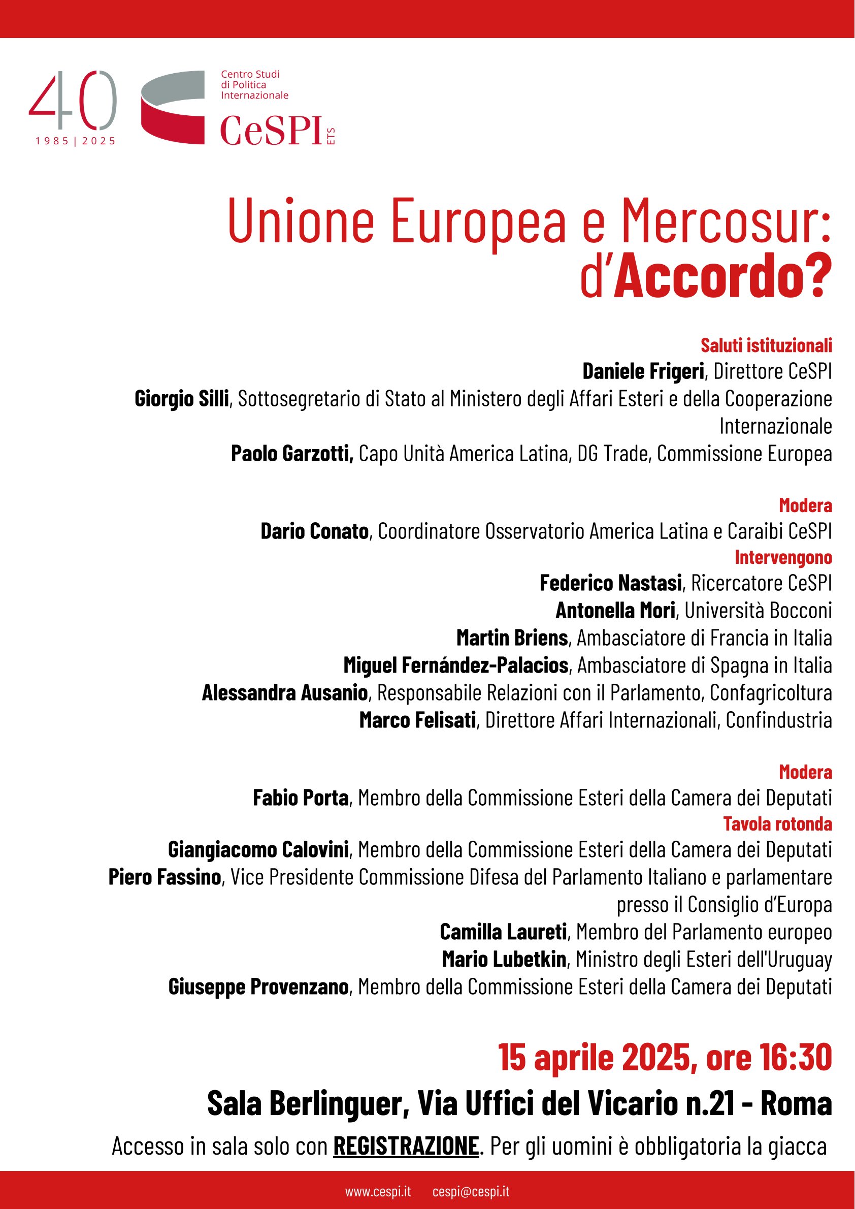 «Mercosur y Unión Europea: ¿de acuerdo?», CESPI, Roma, abril 2025.