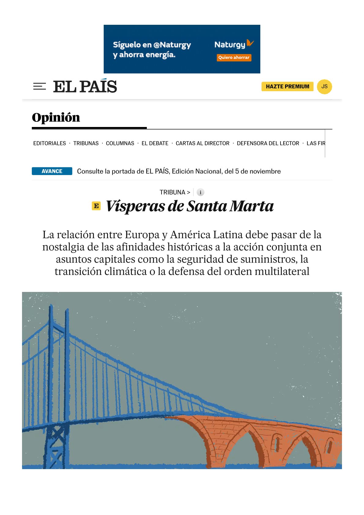 Josep Borrell: «Vísperas de Santa Marta», El País, Madrid, 5 de noviembre de 2025.