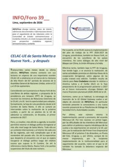 INFO/Foro 39: «CELAC-UE de Santa Marta a Nueva York… y después», septiembre de 2026